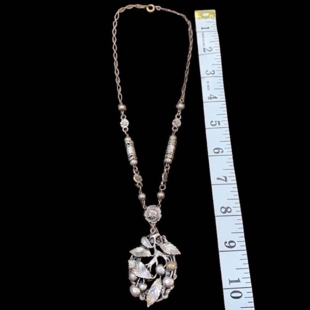 Antique Edwardian, Late Victorian Art Nouveau Aesthetic Movement Floral Necklace - Picture 7 of 7